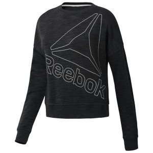 Reebok Elements Logo Crew Neck Sweatshirt Damen - Schwarz - DE 379-IYV